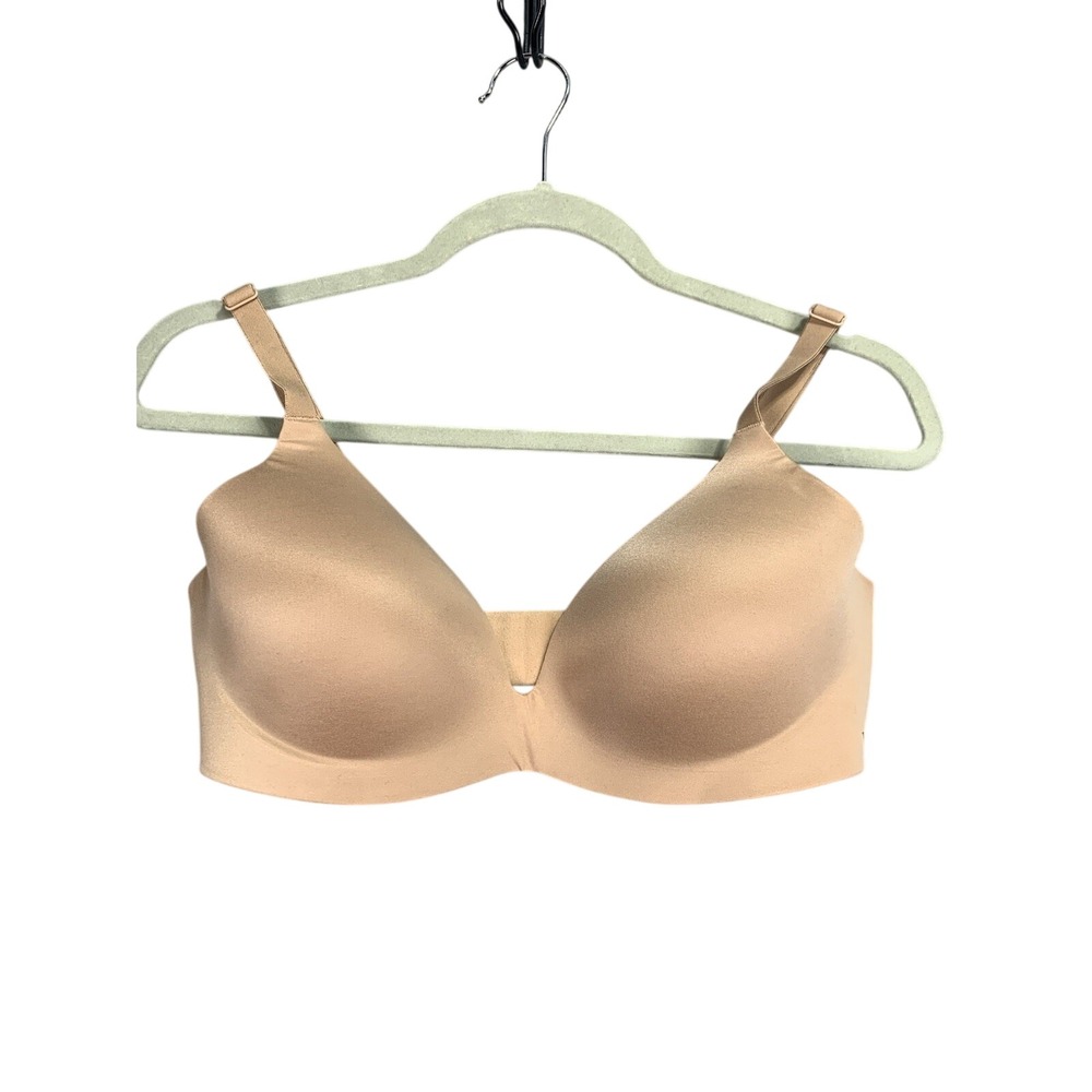 Victoria's Secret Nude Wireless T Shirt Bra 34D Lined Demi Smooth Beige